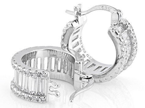 White Cubic Zirconia Rhodium Over Sterling Silver Hoops 7.17ctw