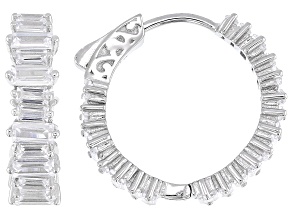 White Cubic Zirconia Rhodium Over Sterling Silver Hoops 5.16ctw