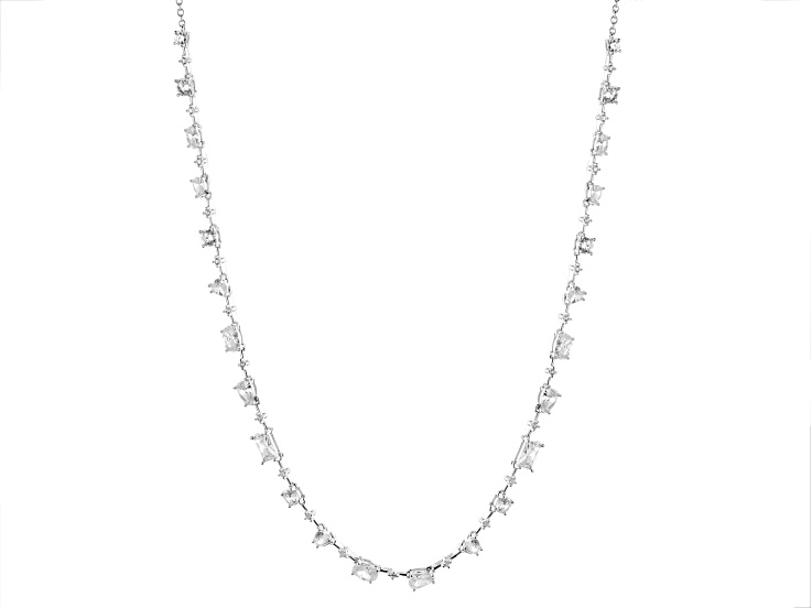 White Cubic Zirconia Rhodium Over Sterling Silver Necklace