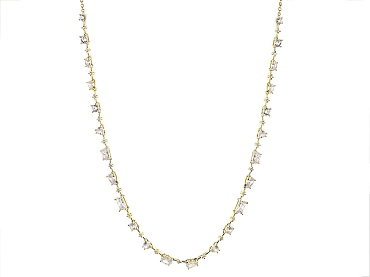 White Cubic Zirconia 18k Yellow Gold Over Sterling Silver Necklace 13.07ctw