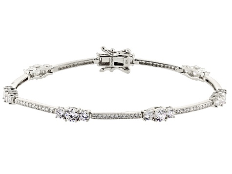 Cubic Zirconia Rhodium Over Sterling Silver Bracelet 6.40ctw