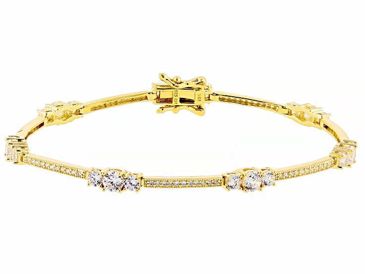 Cubic Zirconia 18k Yellow Gold Over Sterling Silver Bracelet 6.40ctw