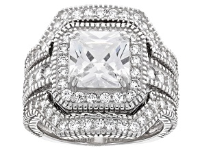 White Cubic Zirconia Rhodium Over Sterling Silver Ring Set 4.80ctw
