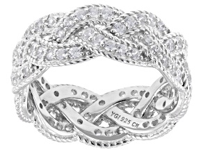 White Cubic Zirconia Rhodium Over Sterling Silver Ring 2.07ctw