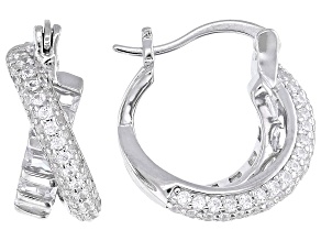 White Cubic Zirconia Rhodium Over Sterling Silver Hoops 2.48ctw