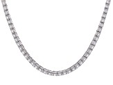 White Cubic Zirconia Rhodium Over Brass Asscher Cut Tennis Necklace 48.00ctw