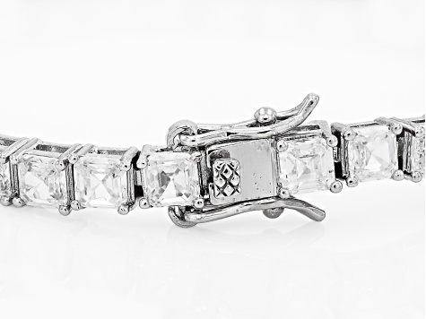 Carat棒 ver3 White Cubic Zirconia Rhodium Over Brass Asscher Cut Tennis
