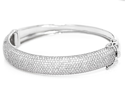 White Cubic Zirconia Rhodium Over Brass Bangle 9.10ctw