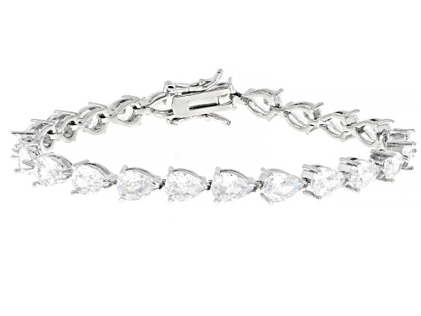 White Cubic Zirconia Rhodium Plated Tennis Bracelet 14.74ctw