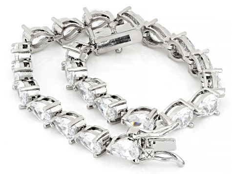 White Cubic Zirconia Rhodium Plated Tennis Bracelet 14.74ctw