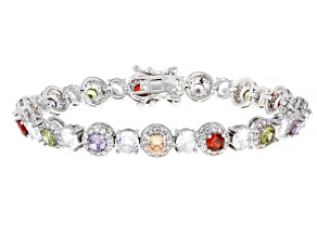 Multi-color Cubic Zirconia Rhodium Over Brass Tennis Bracelet 20.64ctw