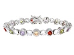 Multi-color Cubic Zirconia Rhodium Plated Tennis Bracelet 20.64ctw