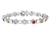 Multi-color Cubic Zirconia Rhodium Plated Tennis Bracelet 20.64ctw