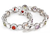 Multi-color Cubic Zirconia Rhodium Plated Tennis Bracelet 20.64ctw
