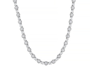 White Cubic Zirconia Rhodium Over Brass Tennis Necklace 53.00ctw