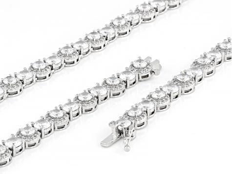 White Cubic Zirconia Rhodium Over Brass Tennis Necklace 53.00ctw
