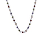 Multi-color Cubic Zirconia Rhodium Over Brass Tennis Necklace 53.00ctw