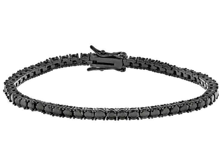Black Cubic Zirconia Black Rhodium Over Brass Tennis Bracelet 10.08ctw