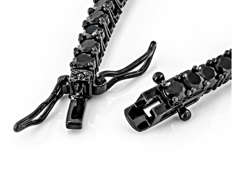 Black Cubic Zirconia Black Rhodium Over Brass Tennis Necklace