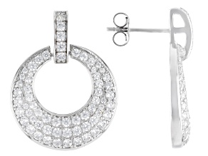 White Cubic Zirconia Rhodium Over Sterling Silver Earrings 3.42ctw