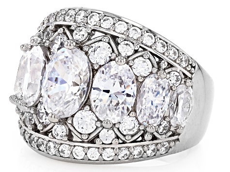 White Cubic Zirconia Platinum Over Sterling Silver Ring 8.85ctw