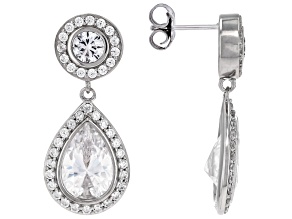 White Cubic Zirconia Platinum Over Sterling Silver Earrings 13.49ctw