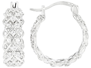 White Cubic Zirconia Rhodium Over Sterling Silver Hoops 0.75ctw