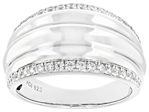 White Cubic Zirconia Rhodium Over Sterling Silver Ring 0.76ctw
