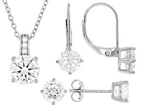 White Cubic Zirconia Rhodium Over Sterling Silver Jewelry Set 8.28ctw