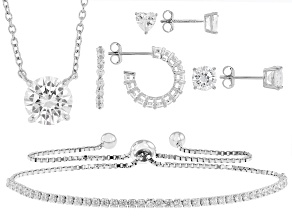 White Cubic Zirconia Rhodium Over Sterling Silver Jewelry Set 10.70ctw