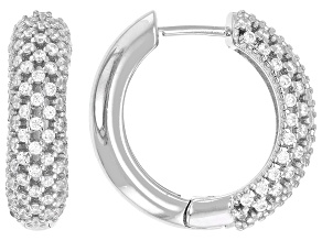 White Cubic Zirconia Rhodium Over Sterling Silver Hoops 1.12ctw