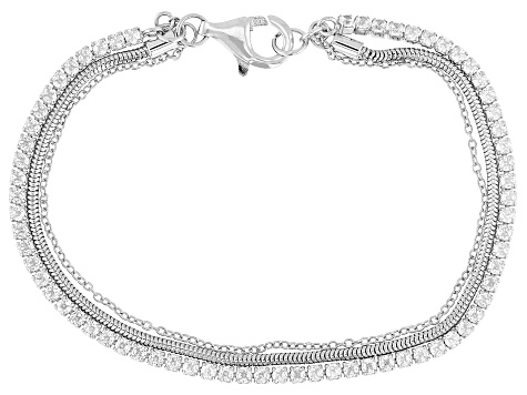 White Cubic Zirconia Rhodium Over Sterling Silver Bracelet 4.08ctw