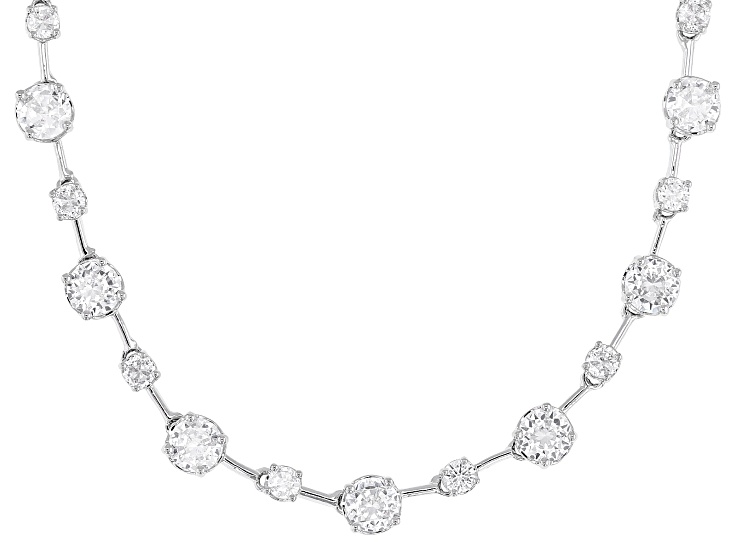 White Cubic Zirconia Rhodium Over Brass Tennis Necklace