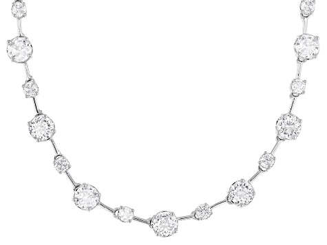 White Cubic Zirconia Rhodium Over Brass Tennis Necklace 20.51ctw