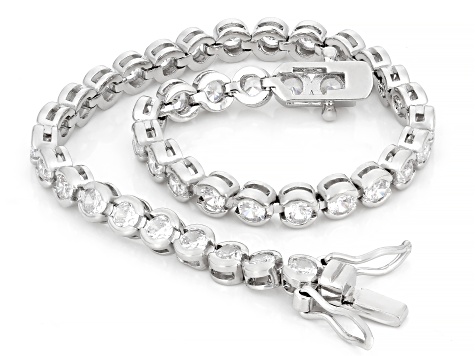 White Cubic Zirconia Rhodium Over Brass Tennis Bracelet 4.00ctw