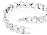 White Cubic Zirconia Rhodium Over Brass Heart Tennis Bracelet 22.48ctw