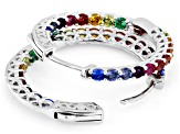Multi-Color Cubic Zirconia Rhodium Over Sterling Silver Hoops 2.40ctw