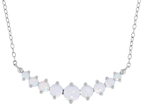 Lab Created Opal Rhodium Over Sterling Silver Necklace
