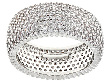 White Cubic Zirconia Rhodium Over Brass Ring 6.10ctw