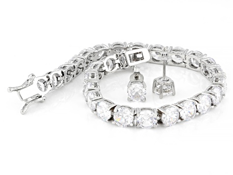 White Cubic Zirconia Rhodium Plated Jewelry Set 37.44ctw - DOL195
