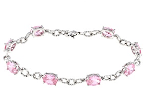 Pink Cubic Zirconia Rhodium Over Brass Bracelet 14.69ctw