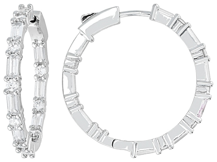 White Cubic Zirconia Rhodium Plated Hoops 7.73ctw - DOL200 | JTV