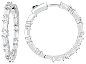 White Cubic Zirconia Rhodium Over Brass Hoops 7.73ctw