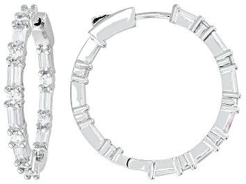 Picture of White Cubic Zirconia Rhodium Plated Hoops 7.73ctw