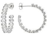 White Cubic Zirconia Rhodium Over Sterling Silver Asscher Cut Hoops 9.82ctw