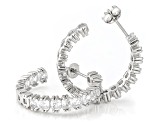 White Cubic Zirconia Rhodium Over Sterling Silver Asscher Cut Hoops 9.82ctw