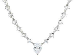 White Cubic Zirconia Rhodium Over Sterling Silver Tennis Necklace 14.86ctw