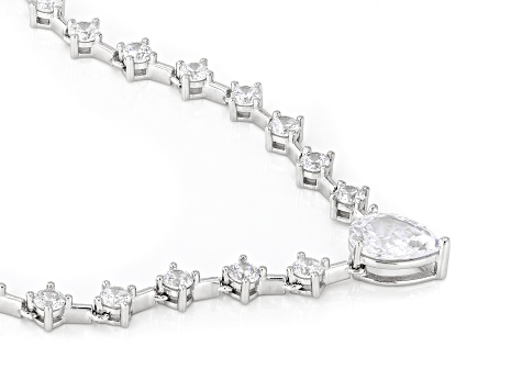 White Cubic Zirconia Rhodium Over Sterling Silver Tennis Necklace 14.86ctw