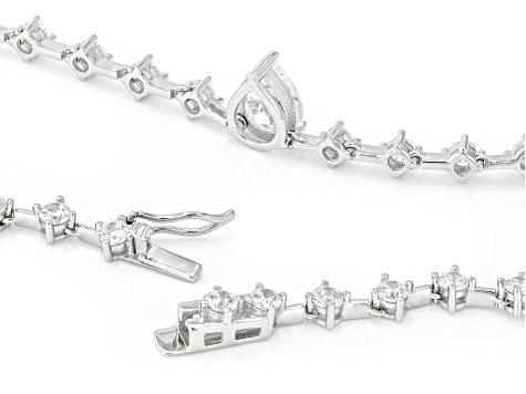 White Cubic Zirconia Rhodium Over Sterling Silver Tennis Necklace 14.86ctw