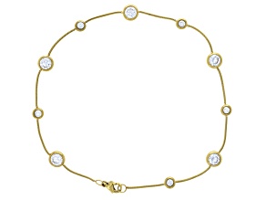 White Cubic Zirconia Yellow Ion Plated Stainless Steel Anklet 4.85ctw